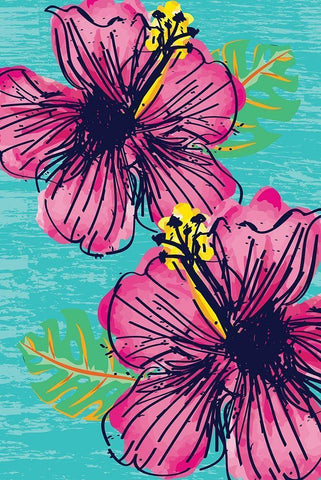 Tropical Floral White Modern Wood Framed Art Print with Double Matting by ND Art and Design