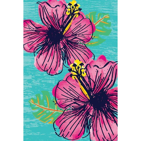 Tropical Floral White Modern Wood Framed Art Print by ND Art and Design