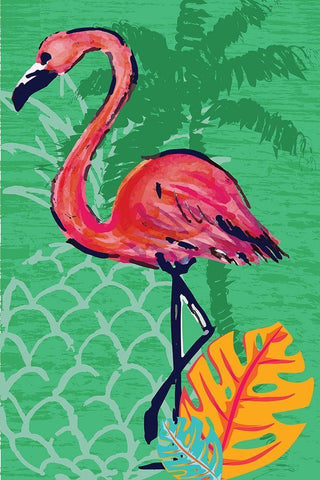 Tropical Flamingo Black Ornate Wood Framed Art Print with Double Matting by ND Art and Design