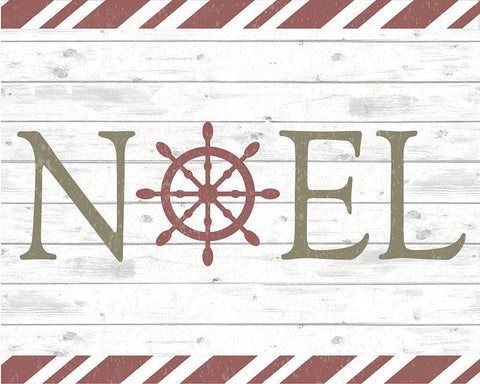 Coastal Noel Christmas White Modern Wood Framed Art Print with Double Matting by ND Art and Design