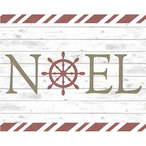 Coastal Noel Christmas Black Modern Wood Framed Art Print with Double Matting by ND Art and Design