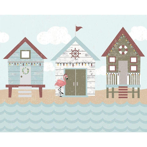Coastal Christmas Pattern II White Modern Wood Framed Art Print by ND Art and Design