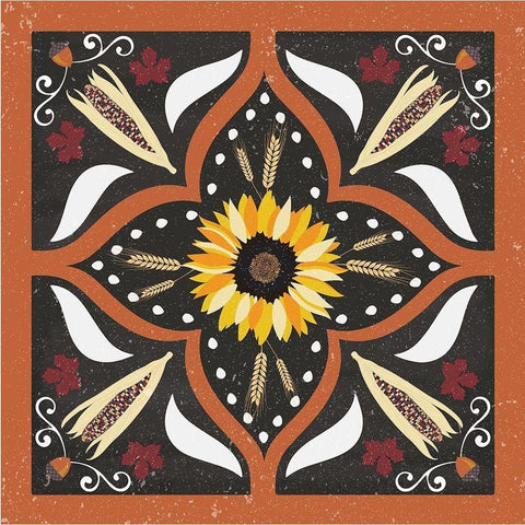 Autumn Harvest Sunflower Black Modern Wood Framed Art Print with Double Matting by ND Art and Design