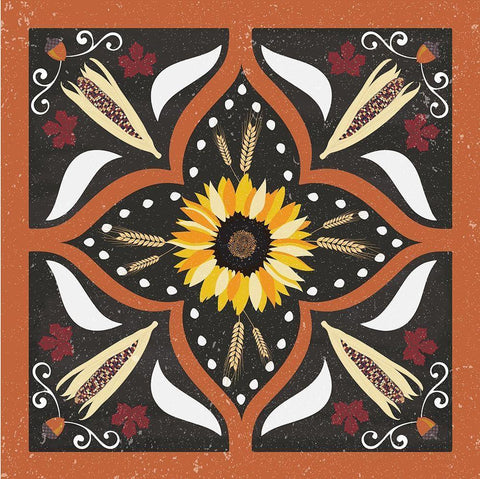 Autumn Harvest Sunflower White Modern Wood Framed Art Print with Double Matting by ND Art and Design