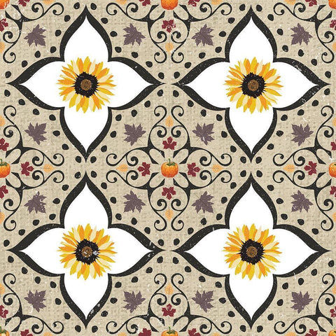 Autumn Harvest Sunflowers White Modern Wood Framed Art Print with Double Matting by ND Art and Design