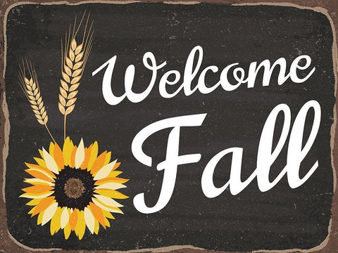 Welcome Fall Black Ornate Wood Framed Art Print with Double Matting by ND Art and Design