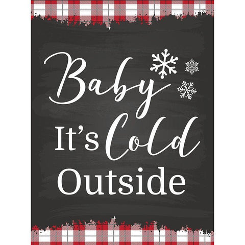 Baby Its Cold Black Modern Wood Framed Art Print by ND Art and Design