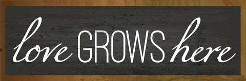 Love Grows Here White Modern Wood Framed Art Print with Double Matting by ND Art and Design