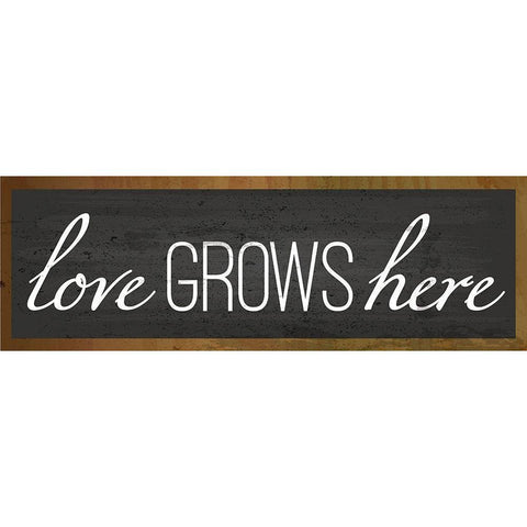 Love Grows Here Black Modern Wood Framed Art Print by ND Art and Design