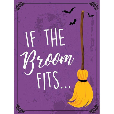Broom Fits White Modern Wood Framed Art Print by ND Art and Design