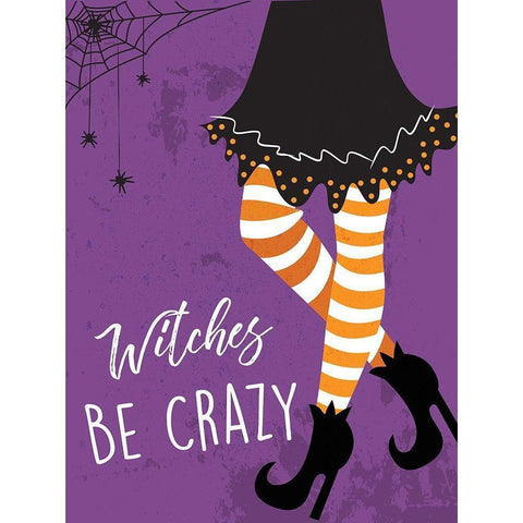 Witches Be Crazy Black Modern Wood Framed Art Print with Double Matting by ND Art and Design