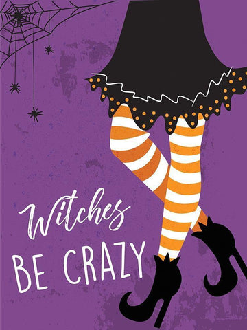 Witches Be Crazy Black Ornate Wood Framed Art Print with Double Matting by ND Art and Design
