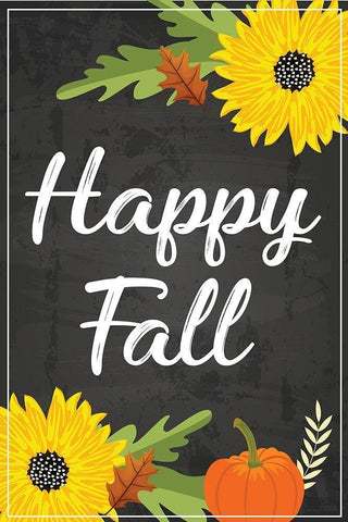 Happy Fall Black Ornate Wood Framed Art Print with Double Matting by ND Art