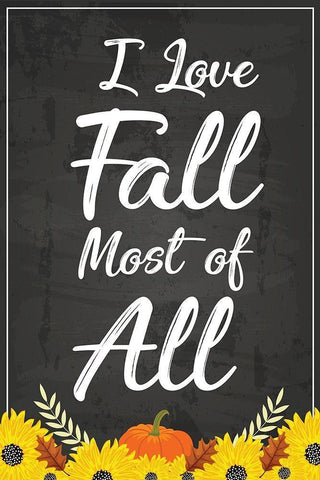I Love Fall Most of All White Modern Wood Framed Art Print with Double Matting by ND Art