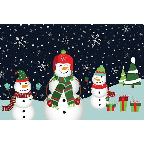 Snowman Family Gold Ornate Wood Framed Art Print with Double Matting by ND Art