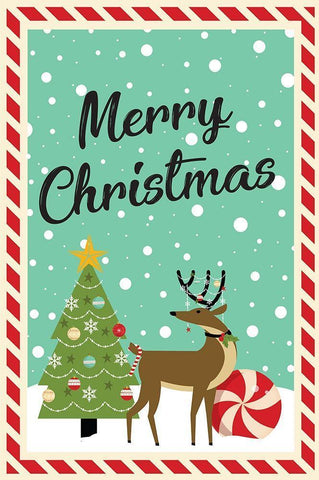 Merry Christmas Black Ornate Wood Framed Art Print with Double Matting by ND Art