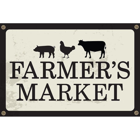 Farmers Market Black Modern Wood Framed Art Print by ND Art