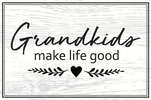 Grandkids White Modern Wood Framed Art Print with Double Matting by ND Art