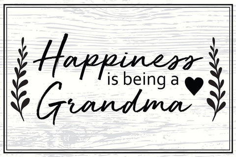 Happiness is Being a Grandma White Modern Wood Framed Art Print with Double Matting by ND Art