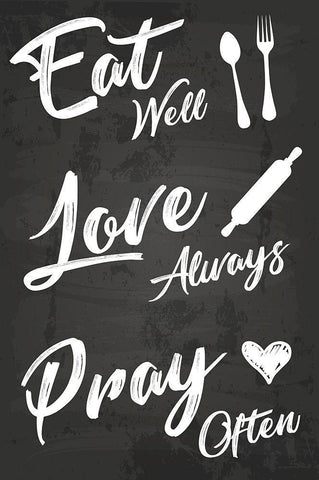 Eat Well White Modern Wood Framed Art Print with Double Matting by ND Art