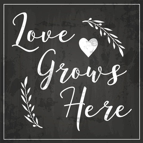 Love Grows Here White Modern Wood Framed Art Print with Double Matting by ND Art