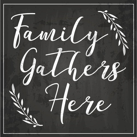 Family Grows Here Black Modern Wood Framed Art Print with Double Matting by ND Art