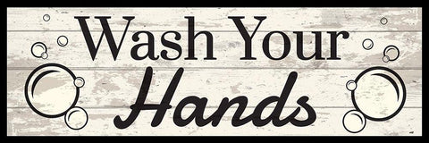 Wash Your Hands Black Ornate Wood Framed Art Print with Double Matting by ND Art