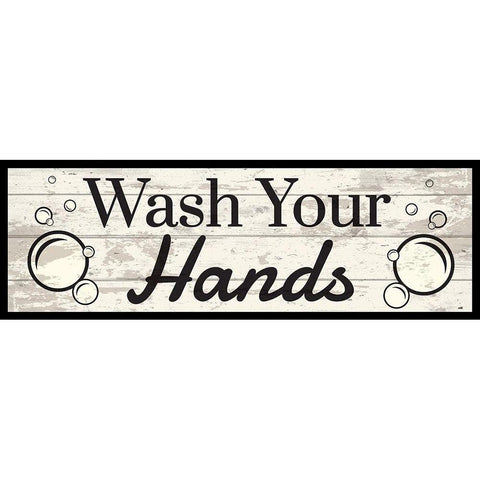 Wash Your Hands Gold Ornate Wood Framed Art Print with Double Matting by ND Art