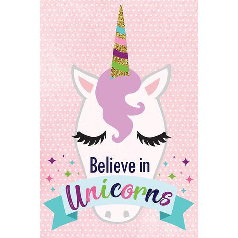 Believe in Unicorns Black Modern Wood Framed Art Print by ND Art