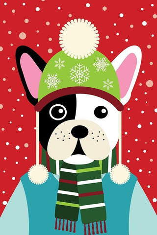 Winter Pet I White Modern Wood Framed Art Print with Double Matting by ND Art