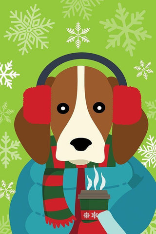 Winter Pet II White Modern Wood Framed Art Print with Double Matting by ND Art