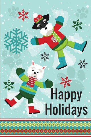 Winter Pet Happy Holidays Black Ornate Wood Framed Art Print with Double Matting by ND Art