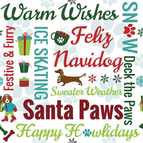 Winter Pet Typography White Modern Wood Framed Art Print by ND Art