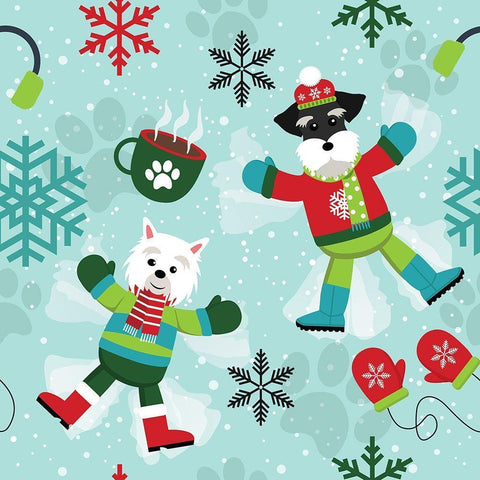 Winter Pet Collage White Modern Wood Framed Art Print with Double Matting by ND Art