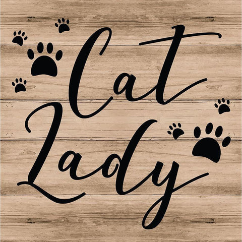 Cat Lady White Modern Wood Framed Art Print by ND Art