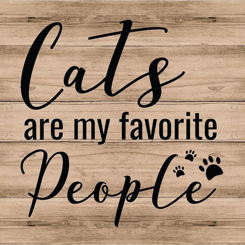 Cats Are My Favorite People Black Modern Wood Framed Art Print with Double Matting by ND Art
