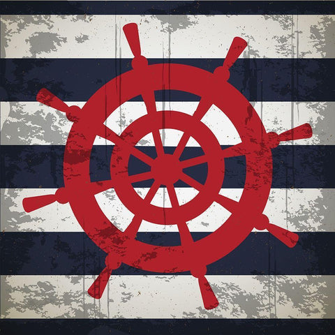 Ship Wheel Black Modern Wood Framed Art Print by ND Art
