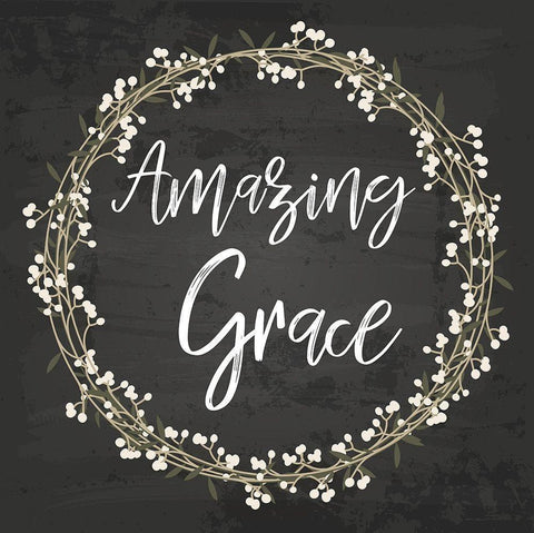 Amazing Grace Black Ornate Wood Framed Art Print with Double Matting by ND Art