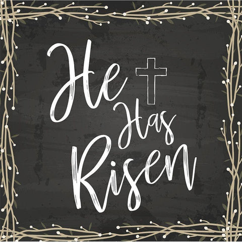 He Is Risen Black Modern Wood Framed Art Print by ND Art