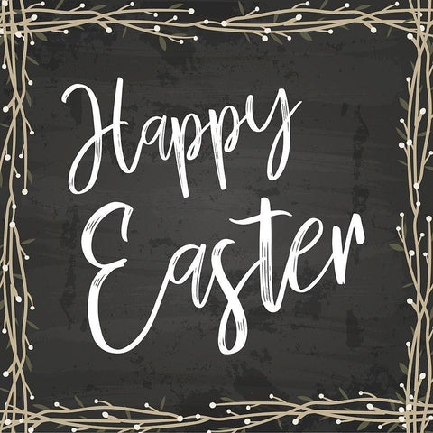 Happy Easter White Modern Wood Framed Art Print with Double Matting by ND Art