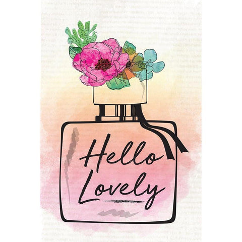 Hello Lovely White Modern Wood Framed Art Print by ND Art