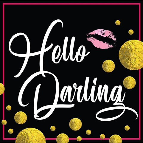 Hello Darling Black Modern Wood Framed Art Print with Double Matting by ND Art