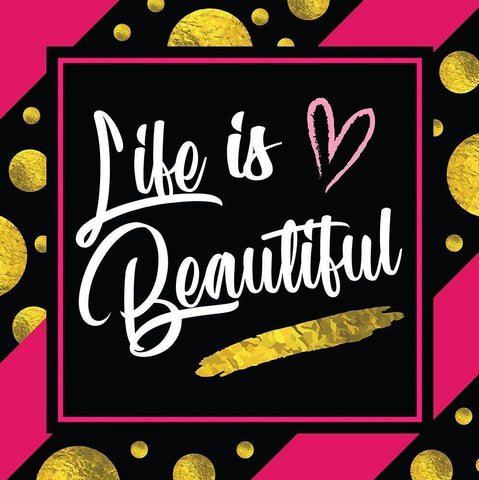 Life is Beautiful White Modern Wood Framed Art Print with Double Matting by ND Art