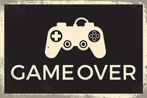 Game Over White Modern Wood Framed Art Print with Double Matting by ND Art