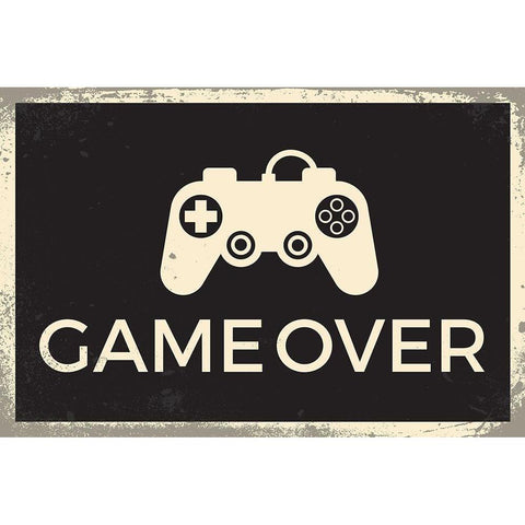 Game Over White Modern Wood Framed Art Print by ND Art