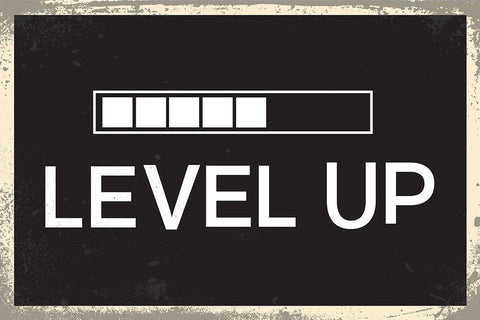 Level Up Black Ornate Wood Framed Art Print with Double Matting by ND Art