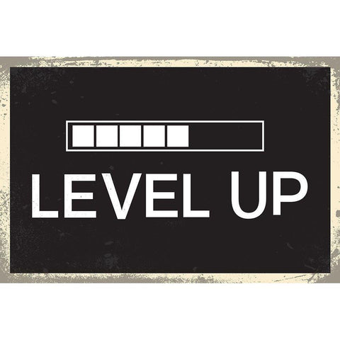 Level Up Black Modern Wood Framed Art Print by ND Art