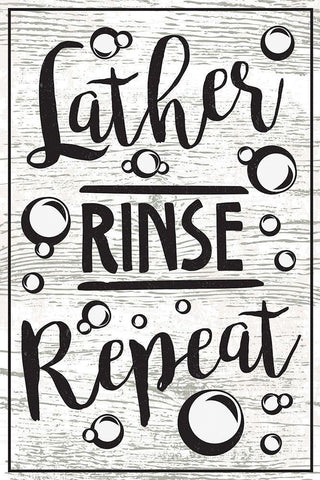 Lather, Rinse, Repeat Black Ornate Wood Framed Art Print with Double Matting by ND Art