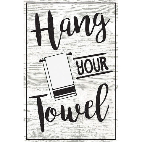 Hang Your Towel White Modern Wood Framed Art Print by ND Art