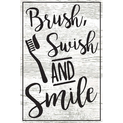 Brush, Swish, Smile Black Modern Wood Framed Art Print with Double Matting by ND Art